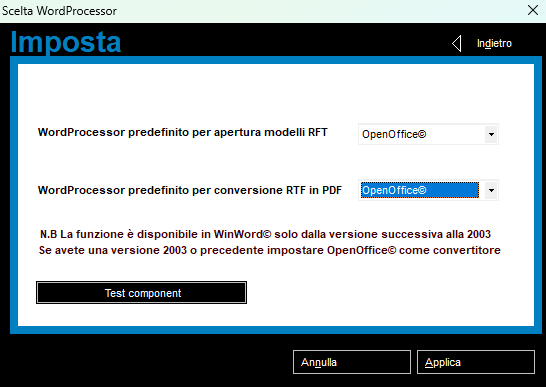 Configurazione del sistema